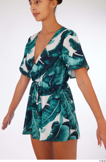 Jade Tropical print V-neck romper casual dressed upper body 0002.jpg